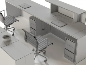 conjunto de m&oacute;veis para recep&ccedil;&atilde;o de escrit&oacute;rio Modelo 3D