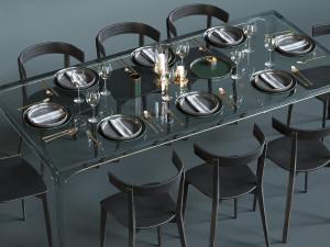 glas italia table set 3D Model
