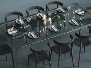 glas italia table set 3D Model