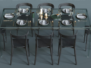 glas italia table set 3D Model