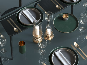 glas italia table set 3D Model