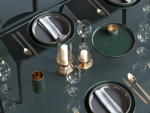 glas italia table set 3D Model