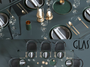 glas italia table set 3D Model