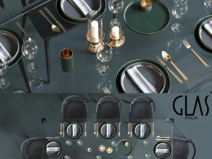 glas italia table set 3D Model