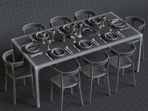 glas italia table set 3D Model