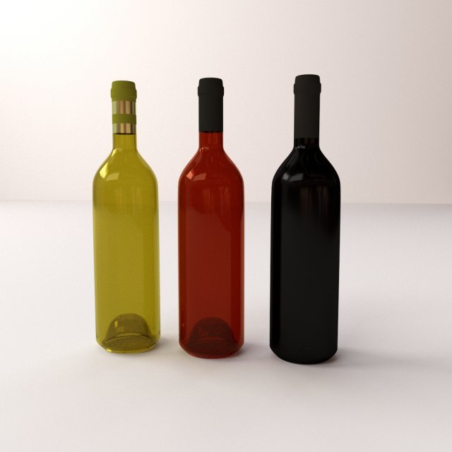 wine bottles 3D Model .c4d .max .obj .3ds .fbx .stl .blend 