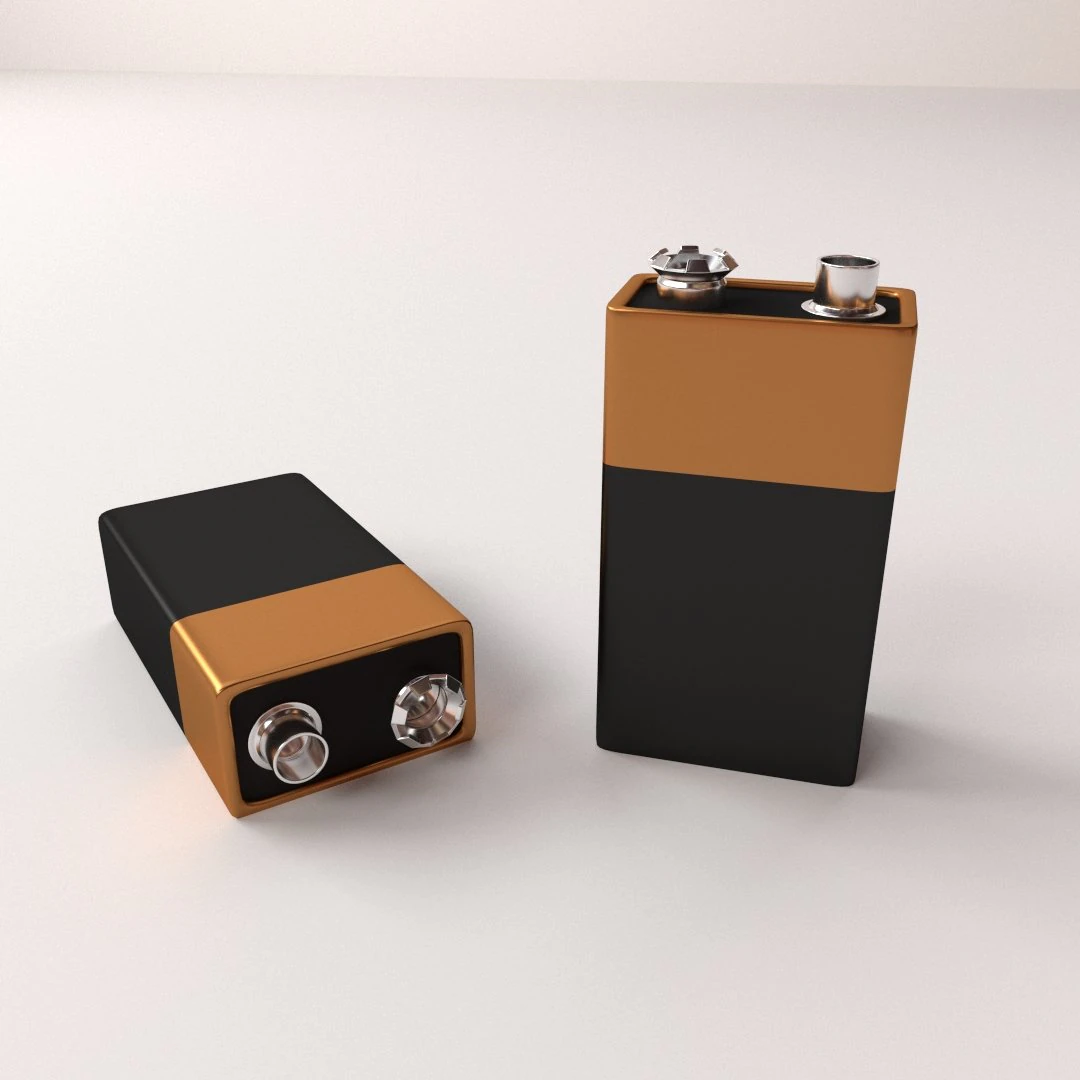 battery 9 volt 3D Model .c4d .max .obj .3ds .fbx .stl .blend 