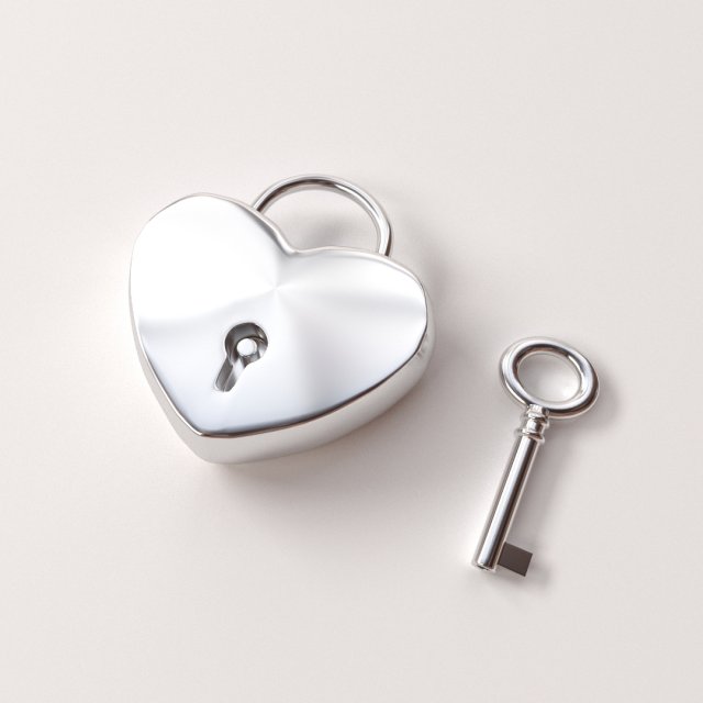 heart lock 3D Model .c4d .max .obj .3ds .fbx .stl .blend 