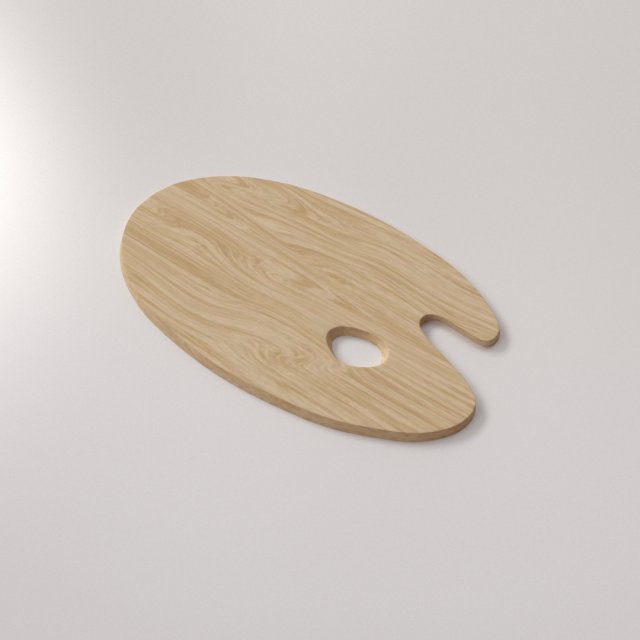 wooden artist palette Model 3D .c4d .max .obj .3ds .fbx .stl .blend 