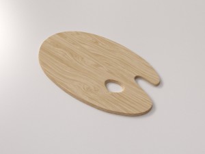 wooden artist palette 3D Model