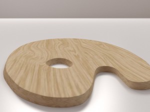 wooden artist palette Model 3D