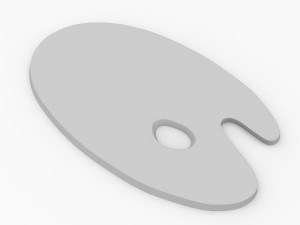 wooden artist palette Model 3D