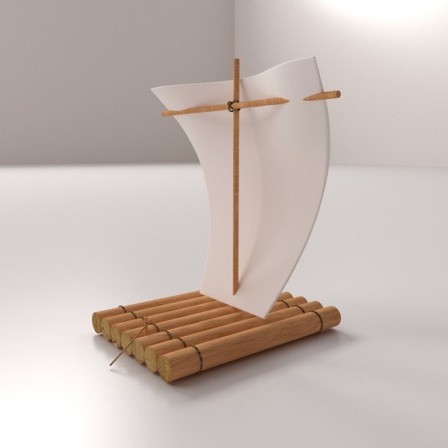 raft with sail 3D Model .c4d .max .obj .3ds .fbx .stl .blend 