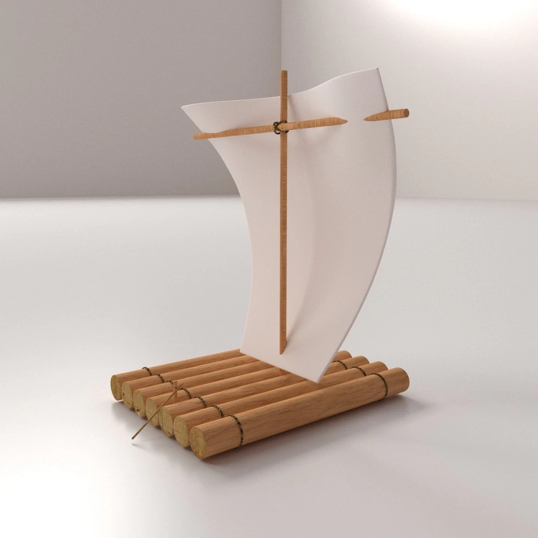 raft with sail 3D Model .c4d .max .obj .3ds .fbx .stl .blend 