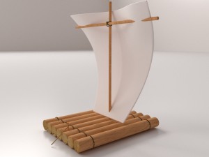 raft with sail 3D Модель