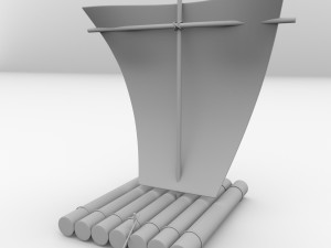 raft with sail 3D Model