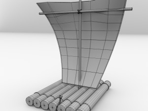 raft with sail 3D Model