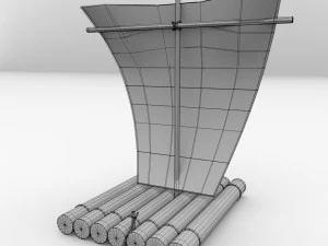 raft with sail 3D Model