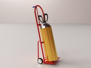 gas cylinder on handtruck 3D Model