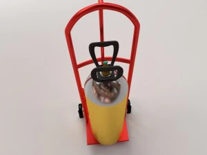 gas cylinder on handtruck 3D Model
