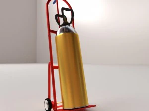 gas cylinder on handtruck 3D Model