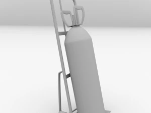 gas cylinder on handtruck 3D Model