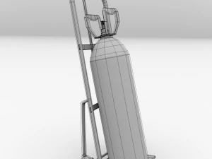 gas cylinder on handtruck 3D Model