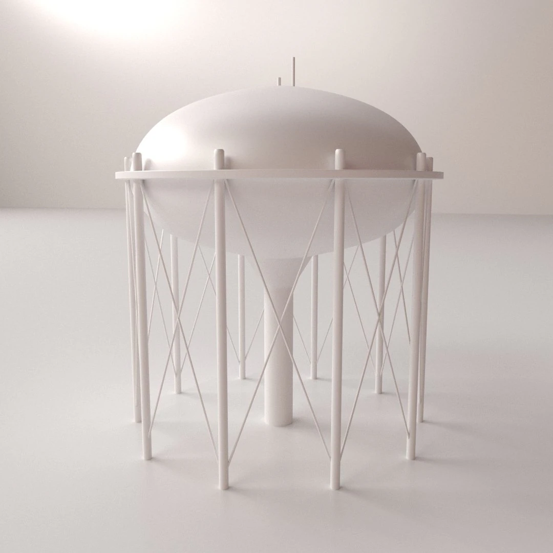 water tower v3 3D Model .c4d .max .obj .3ds .fbx .stl .blend 
