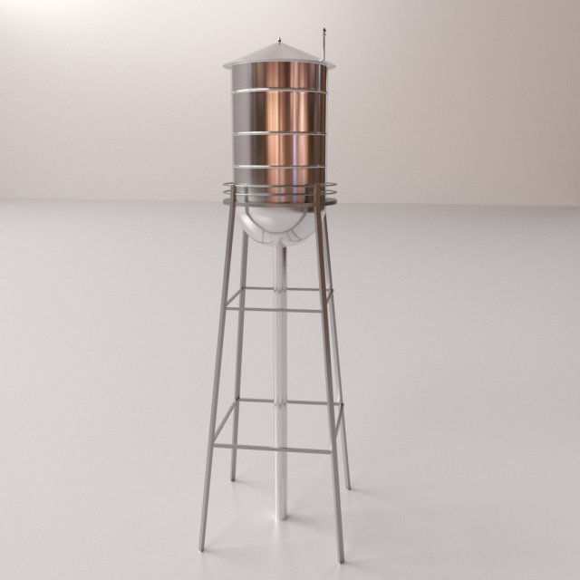 water tower 3D Model .c4d .max .obj .3ds .fbx .stl .blend 