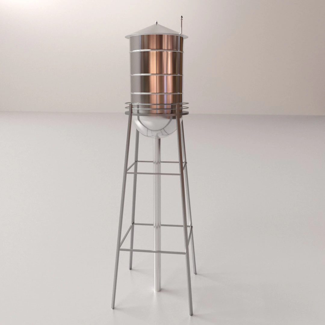 water tower 3D Model .c4d .max .obj .3ds .fbx .stl .blend 