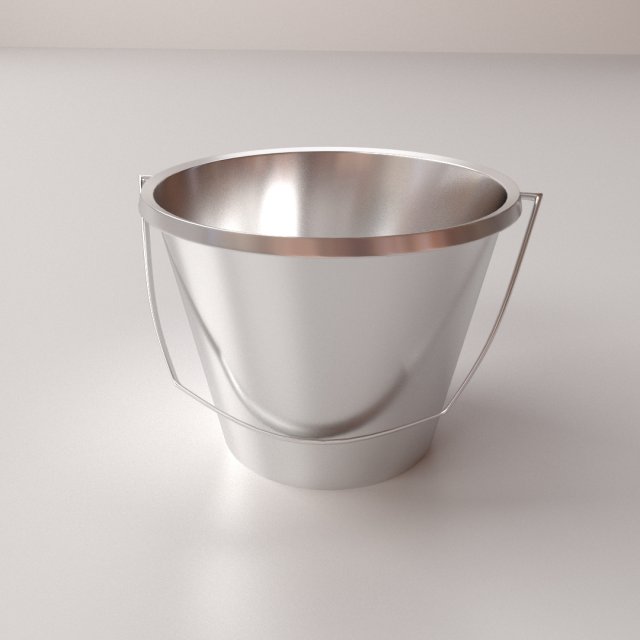 stainless steel bucket Modelo 3D .c4d .max .obj .3ds .fbx .stl .blend 