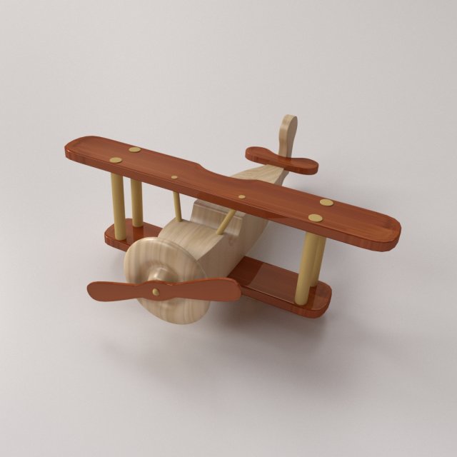 wooden airplane 3D Model .c4d .max .obj .3ds .fbx .stl .blend 