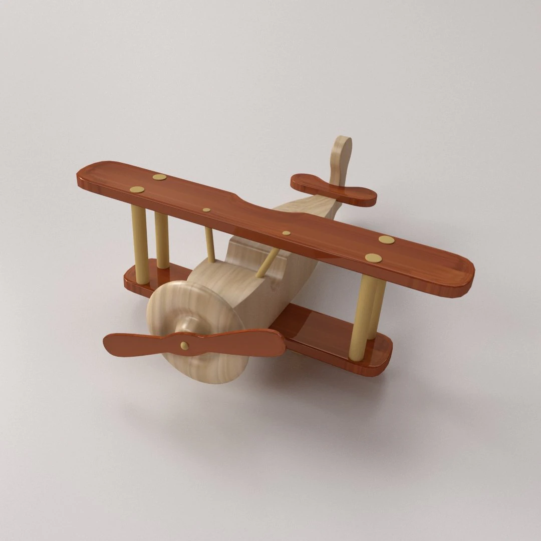 wooden airplane 3D Model .c4d .max .obj .3ds .fbx .stl .blend