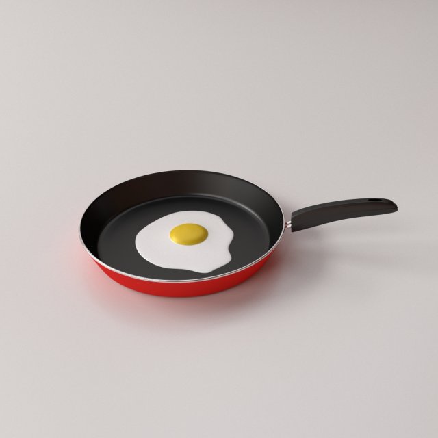 frying pan with egg Model 3D .c4d .max .obj .3ds .fbx .stl .blend 