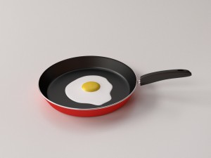 frying pan with egg 3D Model