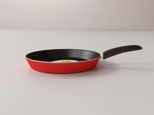 frying pan with egg 3D Model