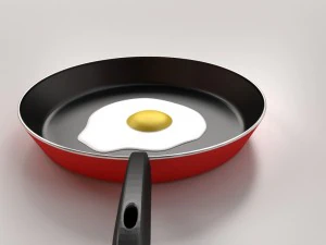 frying pan with egg 3D Model
