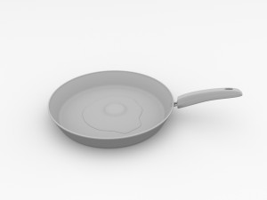 frying pan with egg Model 3D