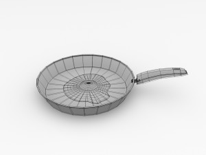 frying pan with egg Model 3D