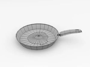 frying pan with egg 3D Model