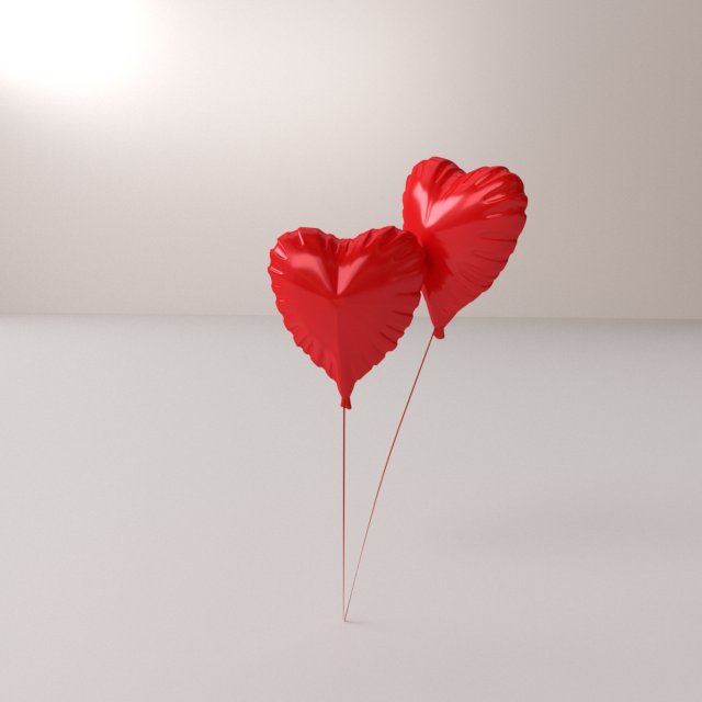 heart balloon 3D Model .c4d .max .obj .3ds .fbx .stl .blend 