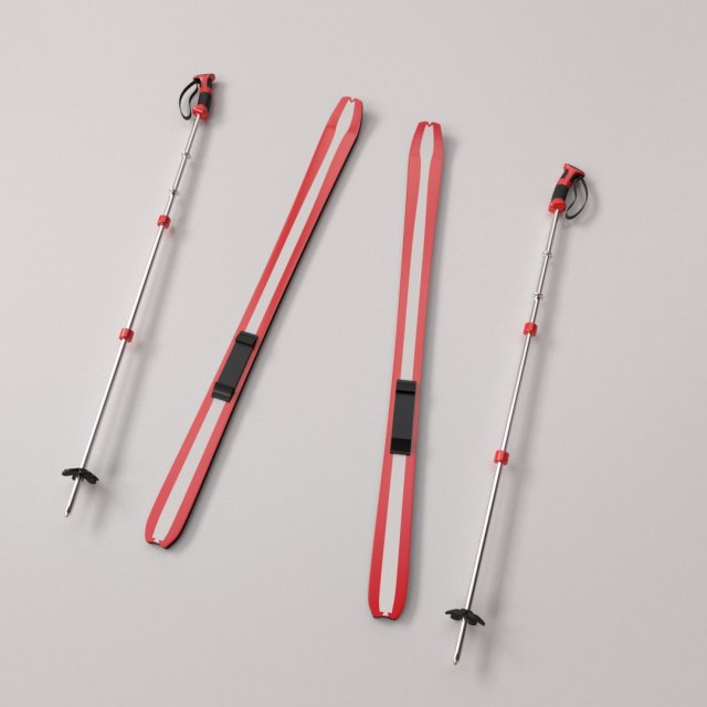 skis and poles 3D Модель .c4d .max .obj .3ds .fbx .stl .blend 