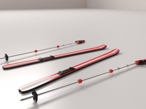 skis and poles 3D Модель