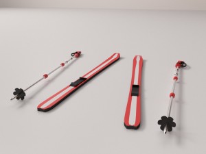 skis and poles 3D Модель