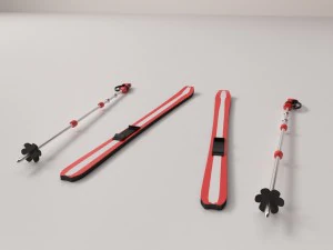 skis and poles 3D Model