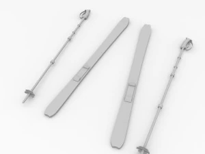 skis and poles 3D Model