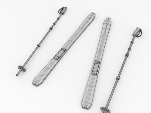 skis and poles 3D Модель