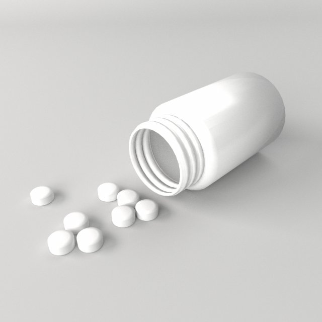 spilled pill bottle 3Dモデル .c4d .max .obj .3ds .fbx .stl .blend 