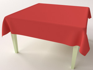 table with cloth v2 3D Model