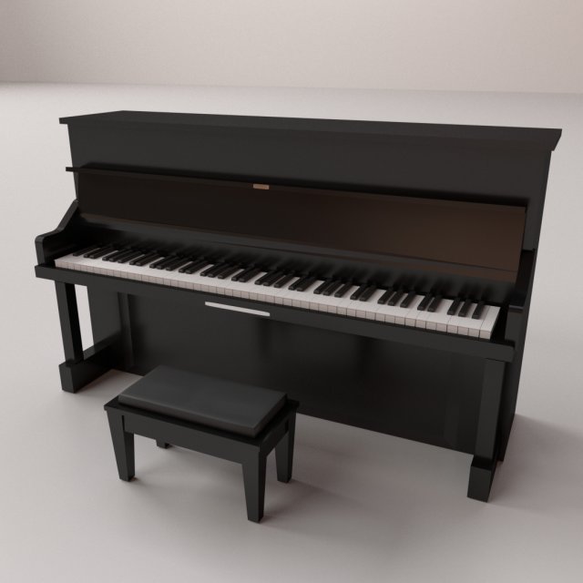 acoustic piano 3D Model .c4d .max .obj .3ds .fbx .stl .blend 